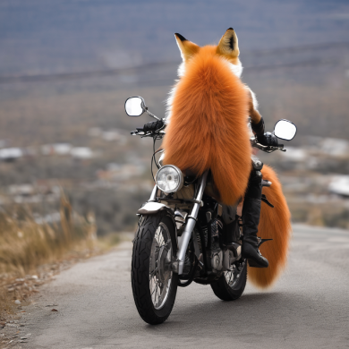 cola de zorro en motocicleta
